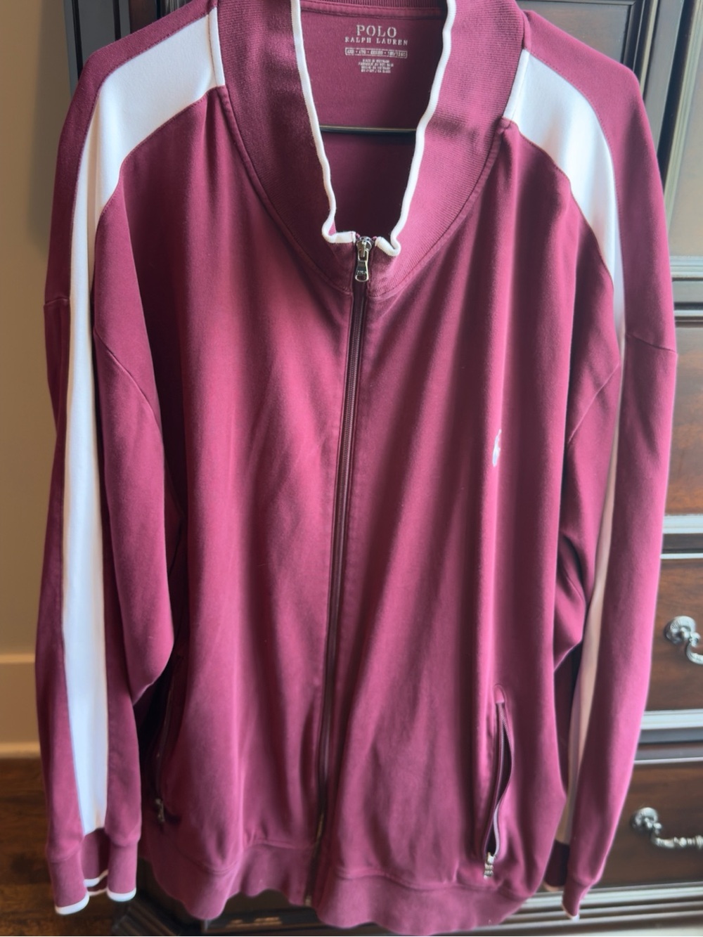 Ralph Lauren Deep Red Crewneck Tee with White Logo Print